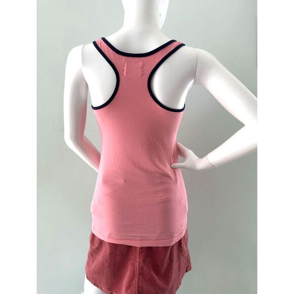 H&M Tropical Hawaiian Island Print Tank Top Pink Navy Blue Sleeveless size XS - Picture 2 of 4